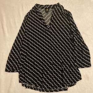 Jm Collection Plus Size V-neck 3/4-sleeve Top, Deep Black Women Sz 2XL